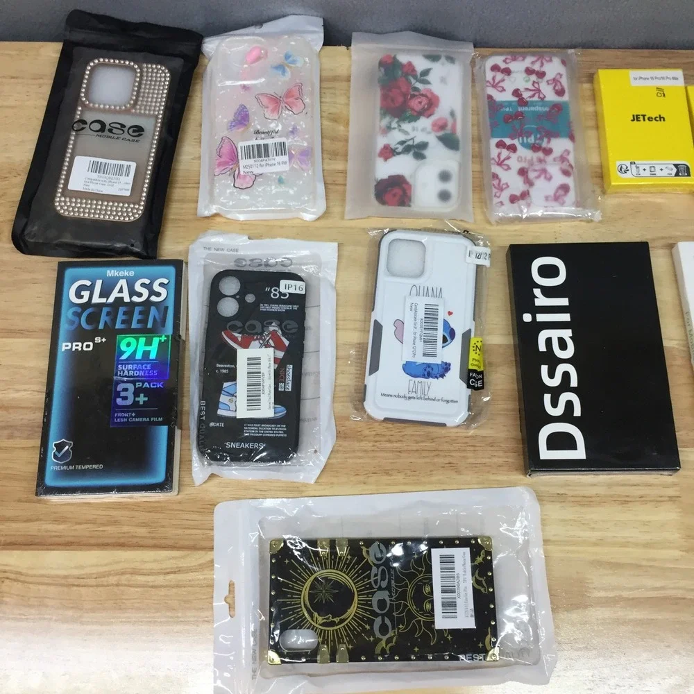 Lot of 11 iPhone Accessories Cases Screen Protector JETech Mkeke 16 15 14 12 Pro